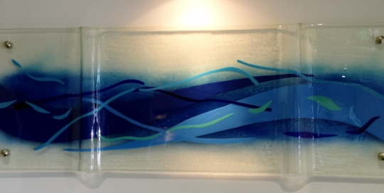 Coloured fused glass panel