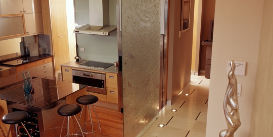 Slumped Glass entry partition