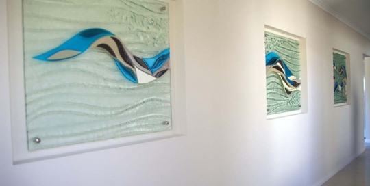 Slumped colour Fused feature hallway