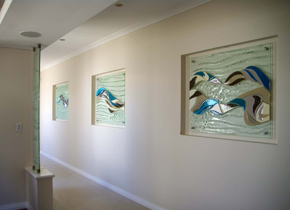 Textured Glass Wall Art Slumped colour Fused feature hallway