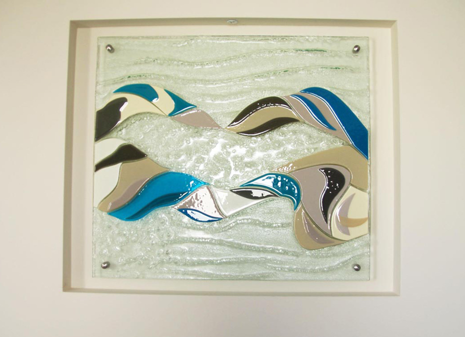 Textured Glass Wall Art Slumped colour Fused feature hallway