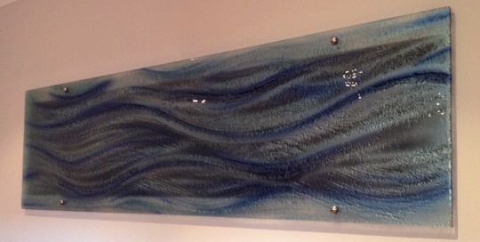 Glass wall feature colour waves