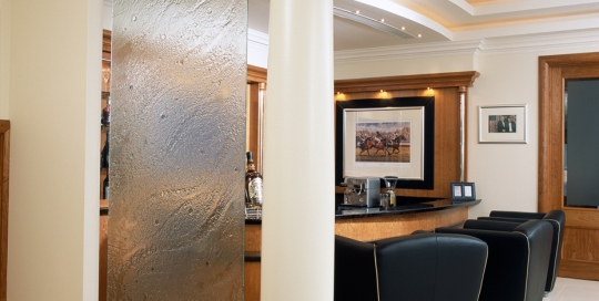 Textured decorative glass partition