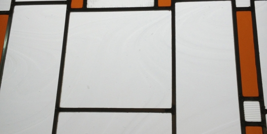 zinc leadlight with clear and brown geometric shapes