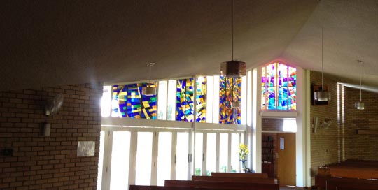 st christophers stained glass windows in contemporary religious style