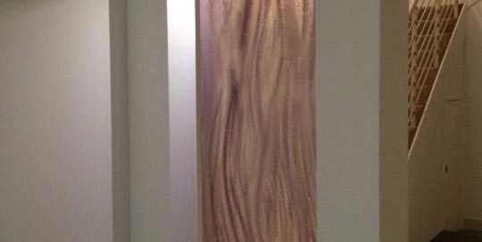 Painted slumped Glass feature wall partition