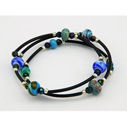 bracelet with dichroic fused glass beads