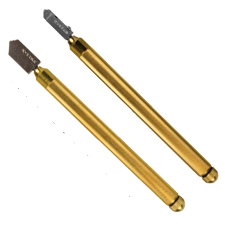 two pencil cutters with different sized heads and brass barrels