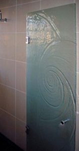 kiln formed textured glass shower screen