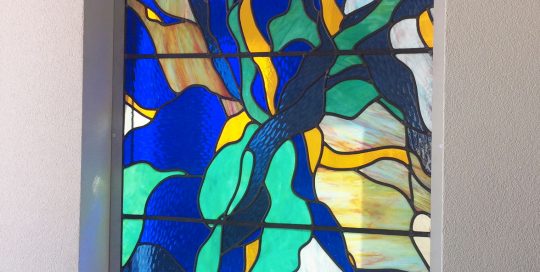seaweed ocean stained glass window