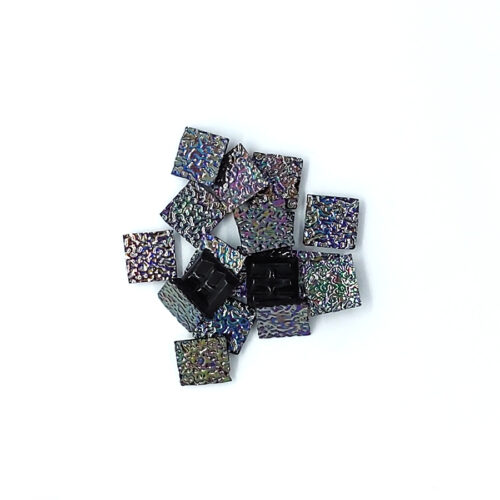 glittery black pearl iridescent glass mosaic tiles pile