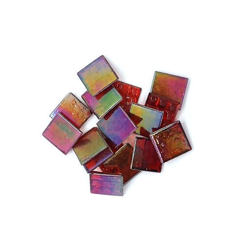 pink red transparent pearl iridescent glass mosaic tiles pile