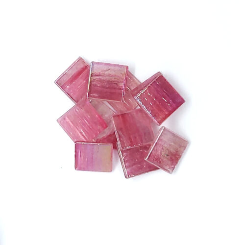 pink sparkly pearl iridescent glass mosaic tiles pile