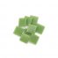 mid green 20mm glass mosaic with flat finish tiles in pile on white background