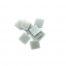 mid grey 20mm glass mosaic with flat finish tiles in pile on white background