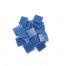 dark blue 20mm glass mosaic with flat finish tiles in pile on white background