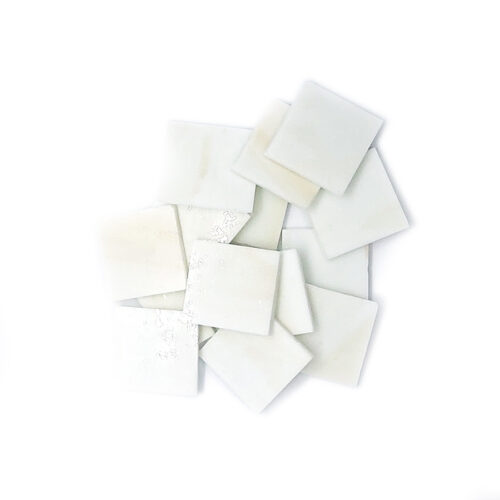 white with cream vision glass mosaic tiles in pile
