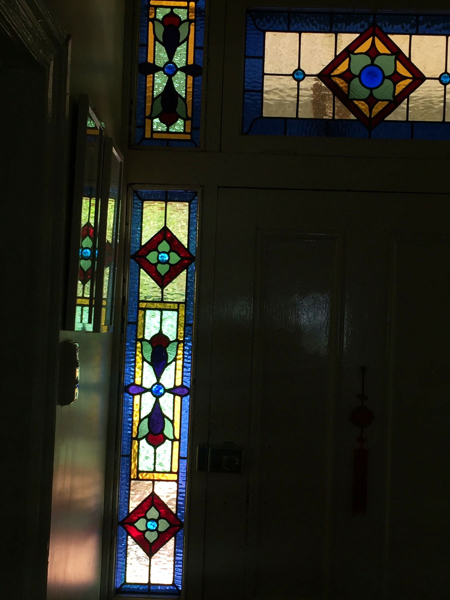 victorian stained glass door way