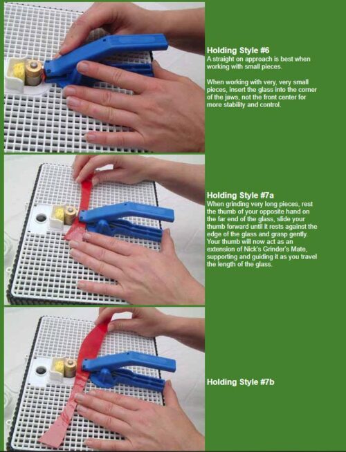 grinders mate instructions showing three holding styles