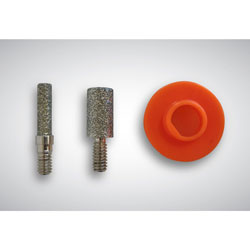 mini orange basin with two jewellery size grinding bits