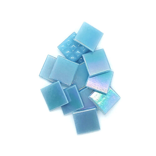 blue and pink shimmer pearl iridescent glass mosaic tiles pile