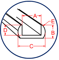 diagram of round u channel lead came with letters marking the dimensions