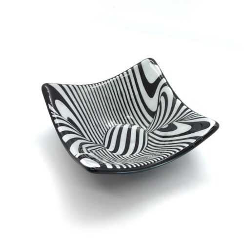 black and white geometric patterned glass plate waves