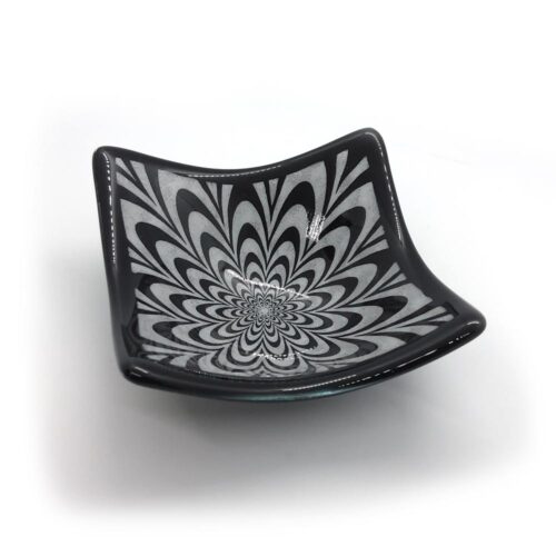 black and white geometric patterned glass plate bam