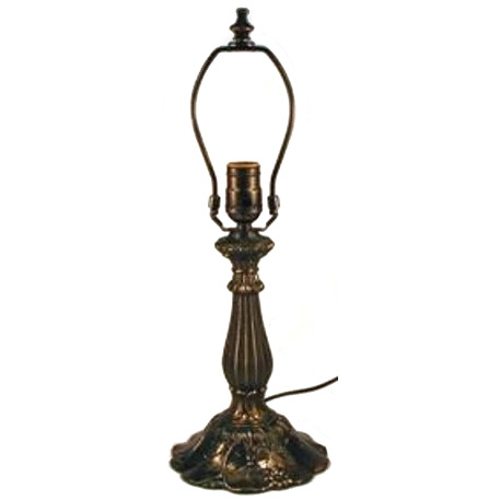 lamp base with harp and cord with a lily pad design on base