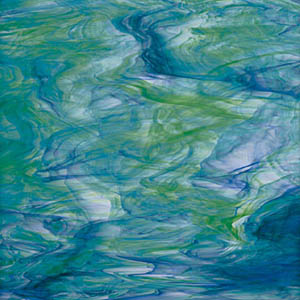 blue white and green streaky glass