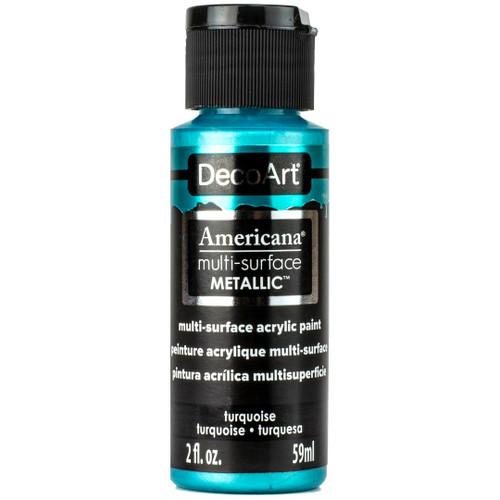 decoart americana multi surface paint bottle turquoise metallic